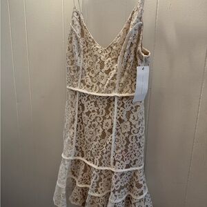 Lush Cream Lace Mini Dress